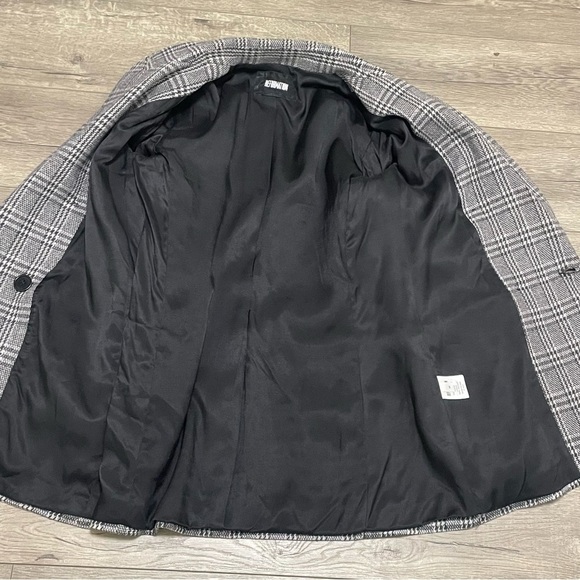 Reformation Women Plaid Double Breasted Blazer Gray Black Sz Medium - Picture 9 of 10